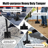 Steel Tamper Tool, Heavy Duty Garden Ground Steel Tamper Tool Kit Long Handle 58 Inch, 8x8” Square Dirt Hand Tamper Landscaping Garden Tools for Leaving Soil, Sand, Gravel, Asphalt, Driveway
