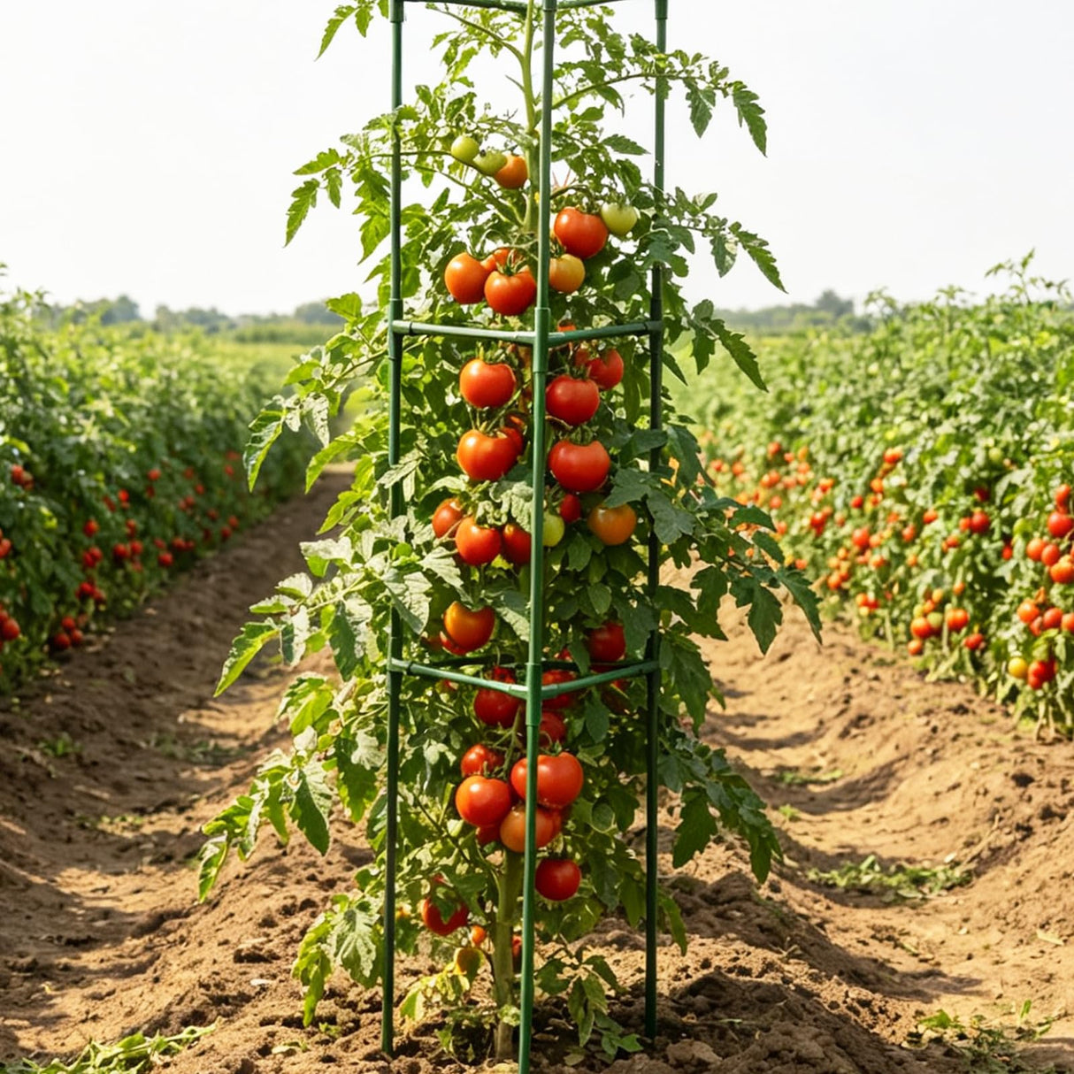 Wikdey Tomato Cages for Garden&Pots, 2 Pack 50" Plant Support Trellis for Tomatoes, Cucumbers, Beans | Heavy-Duty Steel with Rust-Proof Coating | Garden Stakes for Outdoor Indoor Plants