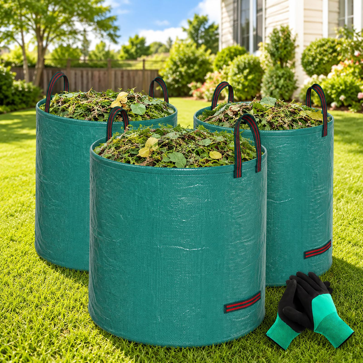 FEED GARDEN 72 Gallon Reusable Yard Waste Bags, 3 Pack