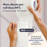Betterway Bamboo Toilet Paper 3 Ply - Sustainable Toilet Tissue - 24 Long-Lasting Rolls & 360 Sheets Per Roll - Septic Safe - Organic, Plastic & PFAS Free - FSC Certified