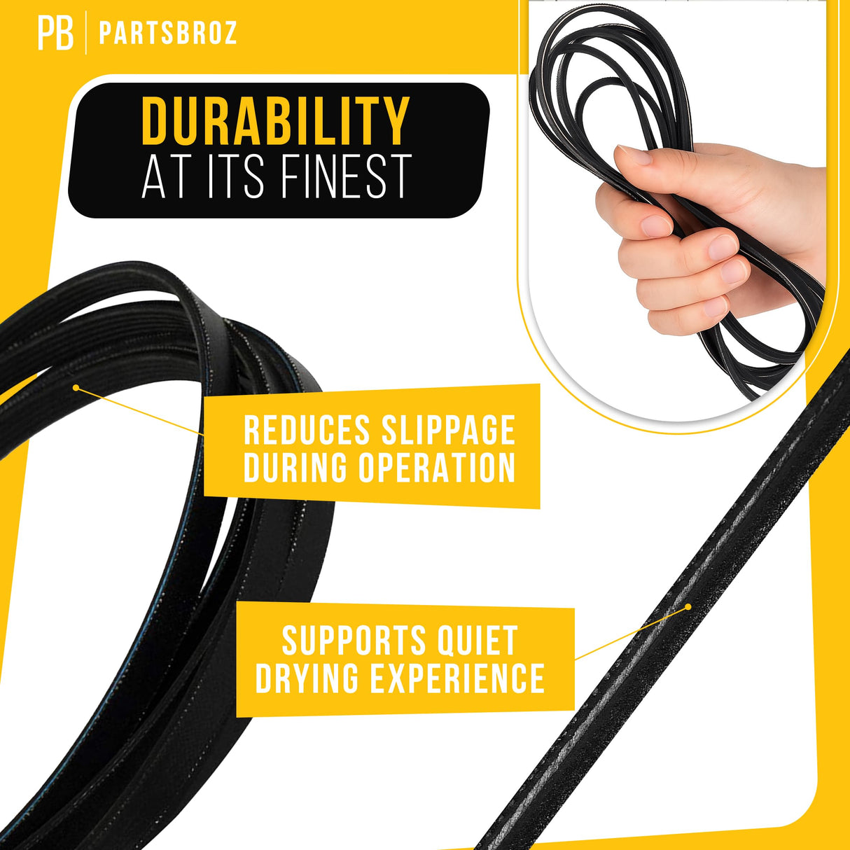 PartsBroz WE12M29 WE03X29897 Dryer Belt Drive (2-Pack) fits for GE Dryer Belt Replacement, Whirlpool, Hotpoint, Kenmore Parts WE12M22 PS16542496 WE12M33 for GTD33EASK0WW GTD42EASJ2WW GTD42GASJ2WW