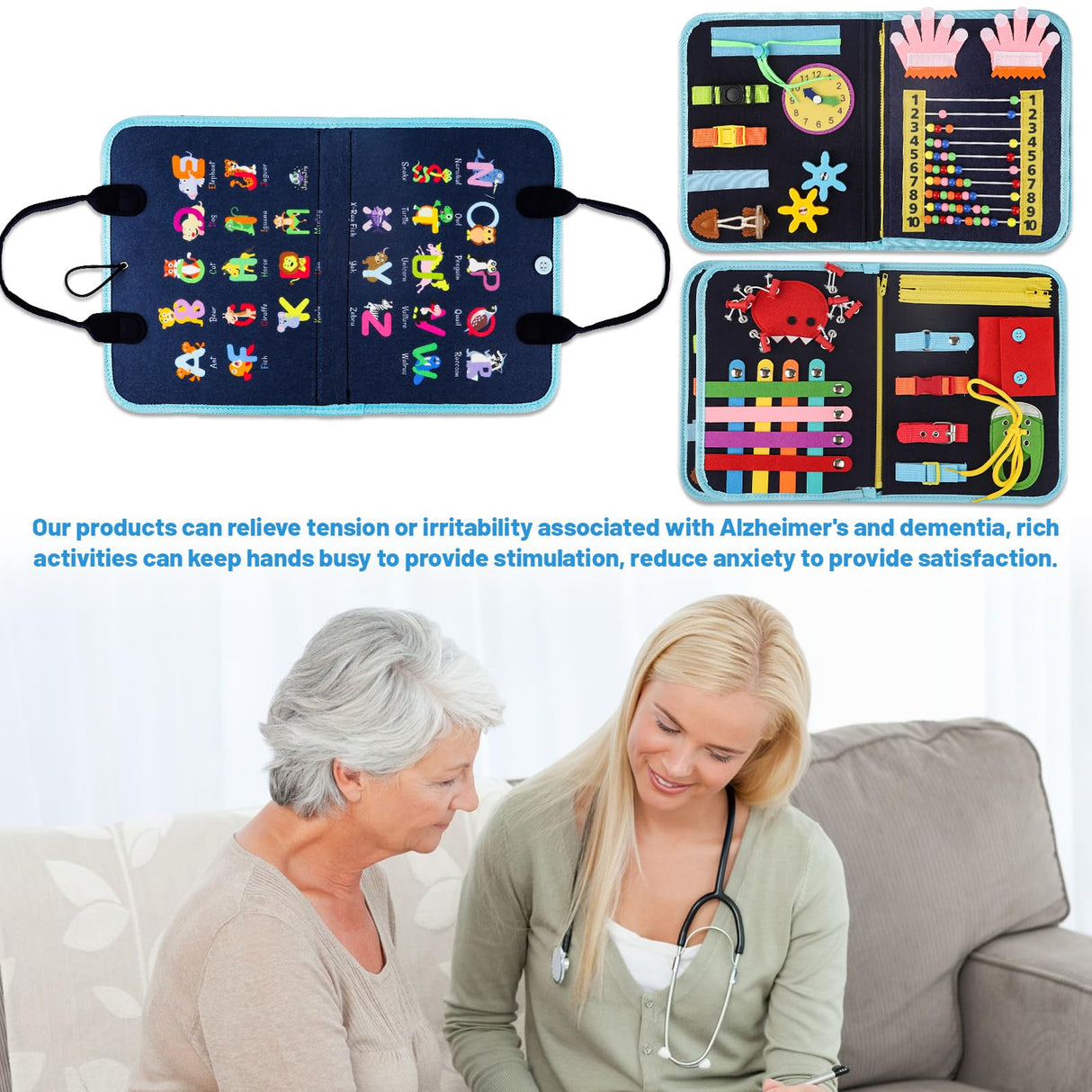 Fidget Blanket for Adults with Dementia,Dementia Activities for Seniors,Alzheimers Dementia Products for Elderly,Toddler Busy Board ,Fidget Toys,Autism Sensory Toys for Autistic Children.