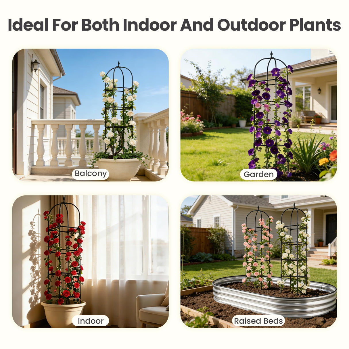 2 Pack 70.87" Garden Obelisk Trellis for Climbing Plants, Pyramid Design for Roses, Clematis, Jasmine, and Vegetable Vines, Indoor & Outdoor Use, Black