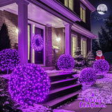 JMEXSUSS 360 LED Purple Halloween Lights - Plug in, Outdoor Waterproof, 12 ft x 5 ft Purple Net Lights with Remote for Halloween & Christmas Bush