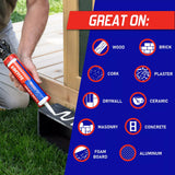 Loctite Power Grab Express Heavy Duty Construction Adhesive, 9 fl oz Cartridge, 6 Pack - Versatile Construction Glue for Wood, Wall, Tile, Foam Board & More