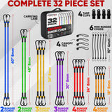 FORTEM Bungee Cords with Hooks, Bungie Cords Multi Pack, Canopy Ties, Ball Bungees, Plastic Coated Metal Hooks (Pack of 24)