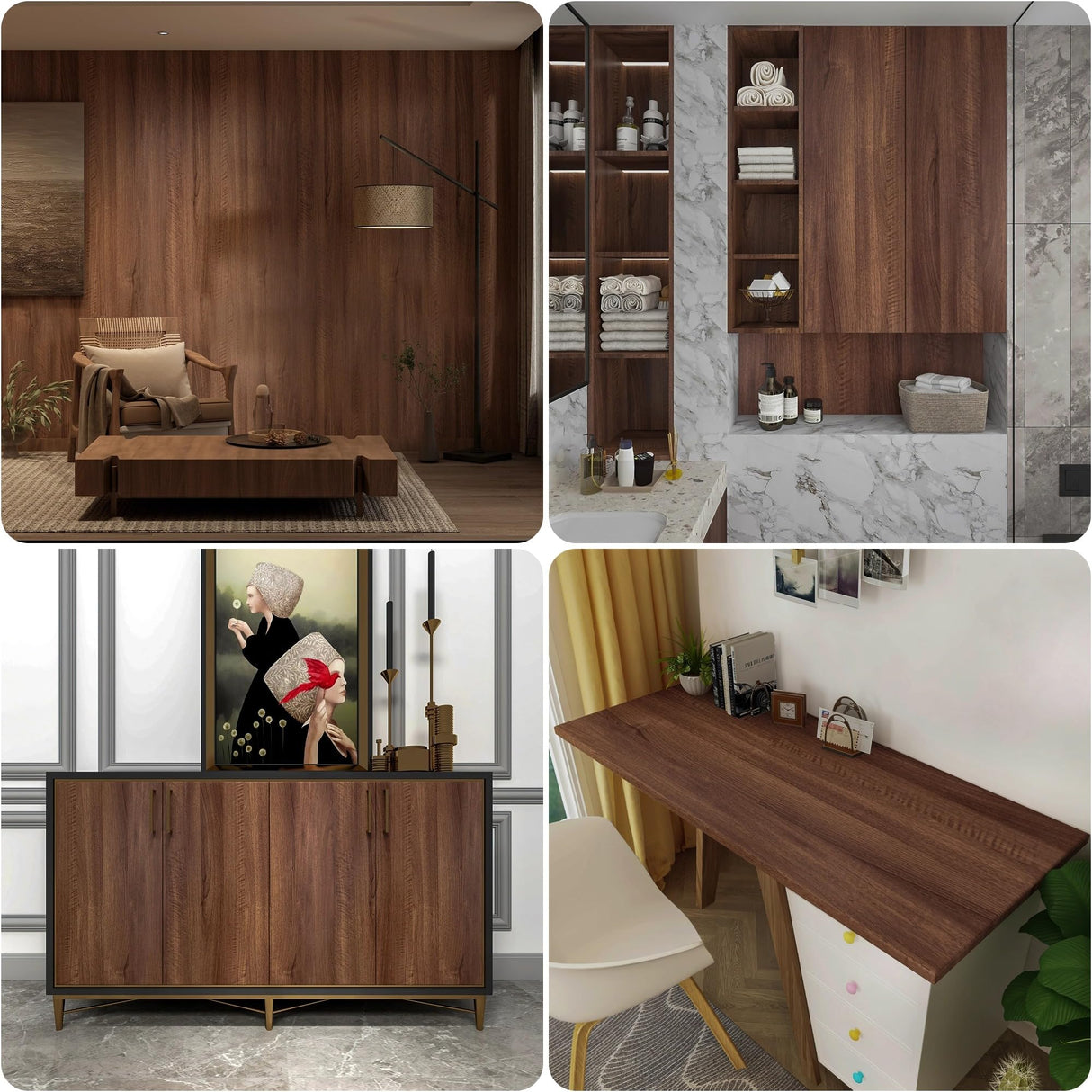 Holomey Walnut Wood Grain Contact Paper Peel and Stick Wood Wallpaper Removable Self-Adhesive Wooden Vinyl Wrap Waterproof Thicken No Bubbles Design for Kitchen Cabinet Countertop Covering 16x354 inch