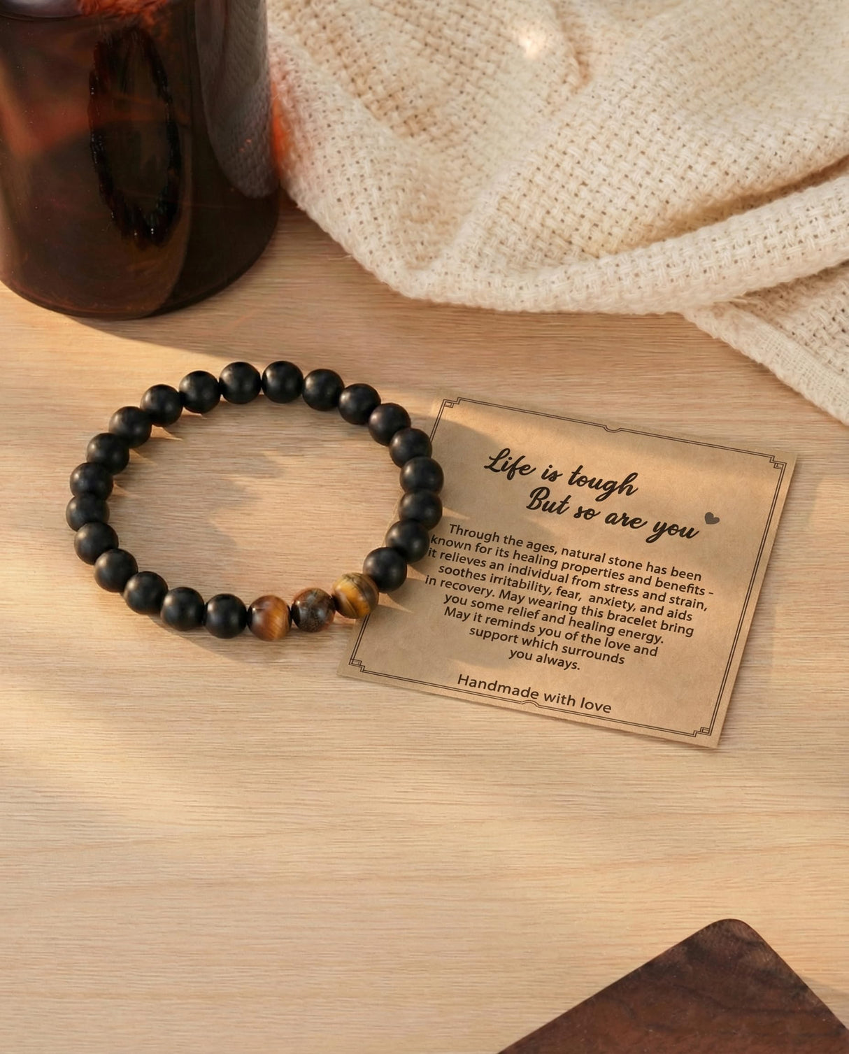 HGDEER Get Well Soon Gifts for Men, Inspirational Healing Crystal Bracelet
