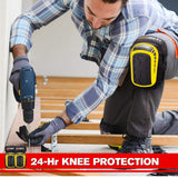 REXBETI Knee Pads for Work, Construction Knee Pads for Men, Heavy Duty Comfortable Anti-slip Foam Gel Knee Pads for Gardening Flooring and Cleaning, Strong Stretchable Straps, Yellow
