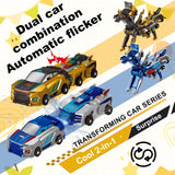 Transforming Dinosaur Toys, 2 in 1 Magnetic Cars Collision Transform into Dino Toys, for Boys Girls Toy Age 2-12, Christmas Birthday Gift (Gold Blue)