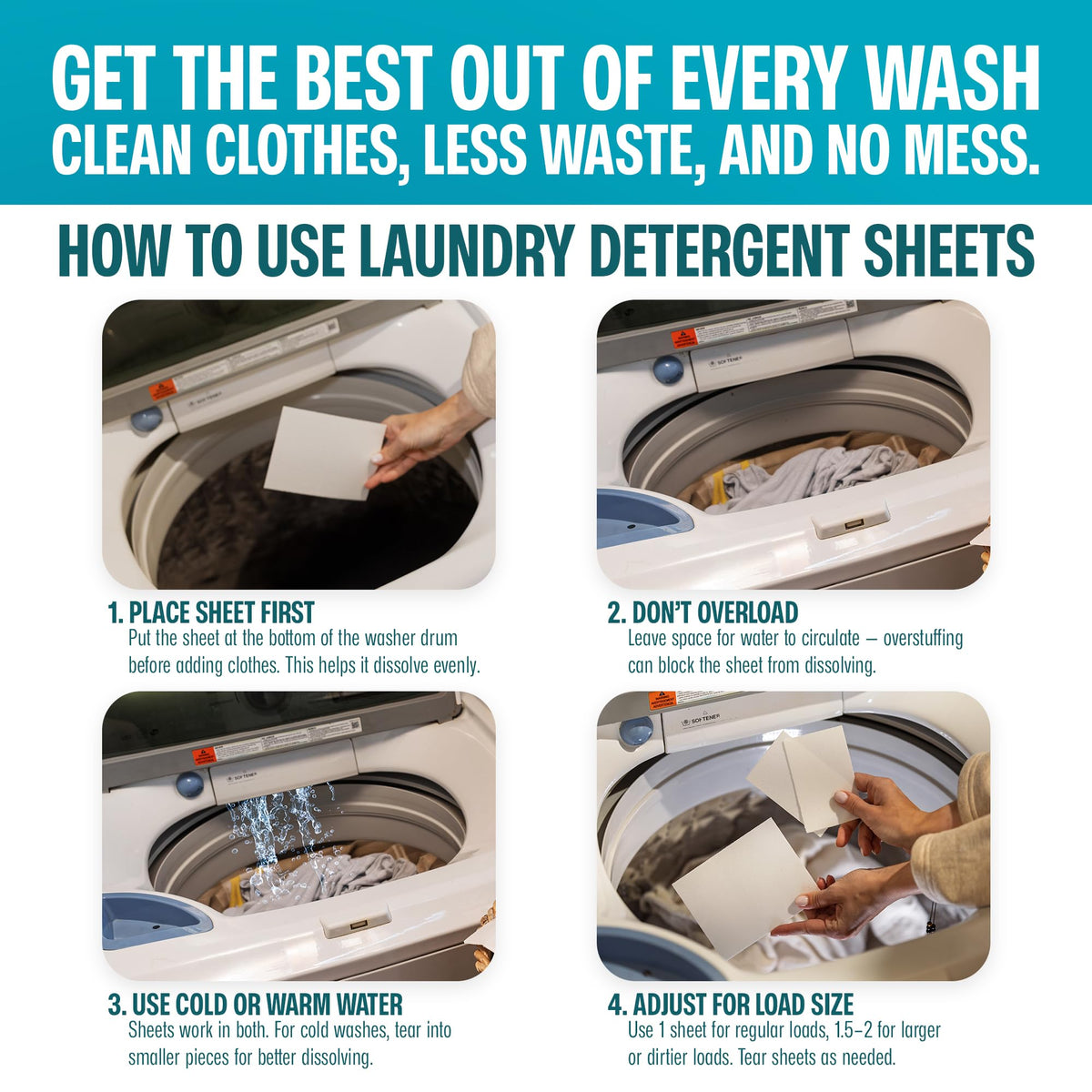 Sudstainables Laundry Detergent Sheets, Fresh Linen, 200 Loads