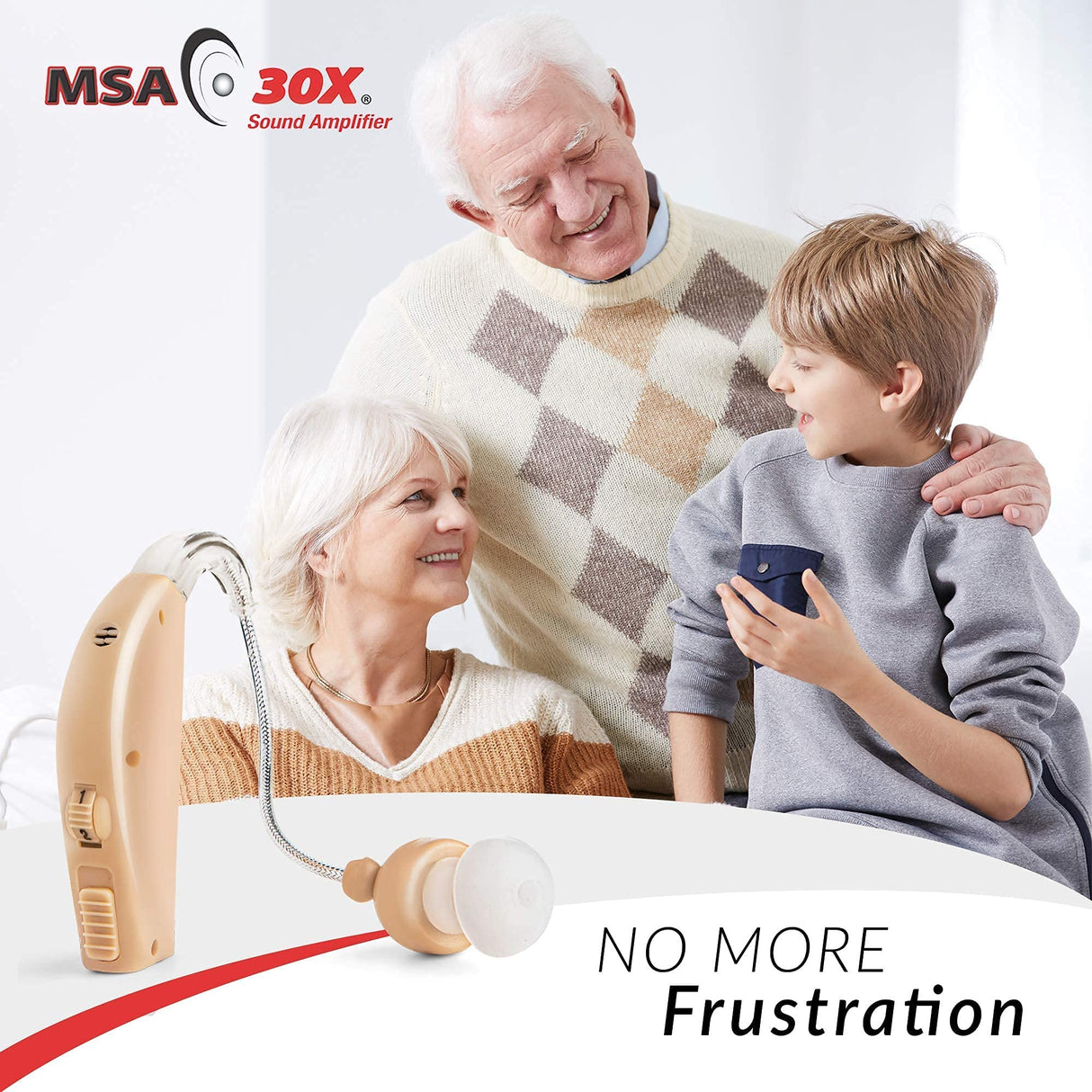 MSA 30X Behind the Ear Sound Amplifier, Amplifies Sound by 30 Times, Lightweight, Virtually Invisible, Comfortable, Adjustable Volume, Fast Charging, Nude, 1ct
