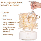 Home Glassware Polisher, World's First Affordable Spinning Glass Polisher, 600 RPM Dries & Polishes, All Glasses, Wine, Bar, Drinking, Wet/Dry, for Sparkling Glassware, White, Classic Matte