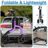 HOMLAND 3 Wheel Walkers for Seniors, FSA/HSA Eligible Foldable Wheeled Rollator with Cane Hold and Cup Hold, Lightweight Three Wheel Rolling Walker Height Adjustable for Seniors