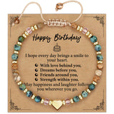 Idylane Happy Birthday Gifts for Women, Best Friend Friendship BFF Bestie Bracelets, Sister Gift from Sister, Turquoise Bracelet, Retirement Mom Gifts