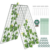 Amoskey Cucumber Trellis, Garden Trellis for Climbing Plants Outdoor, Foldable A-Frame Trellis, Cucumber Trellis for Raised Bed for Cucumbers, Peas, or Tomatoes (Green, Small Grid 48‘’H*34''W)