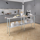 AmGood 18 in. x 84 in. Stainless Steel Work Table | Metal Kitchen Food Prep Table | NSF