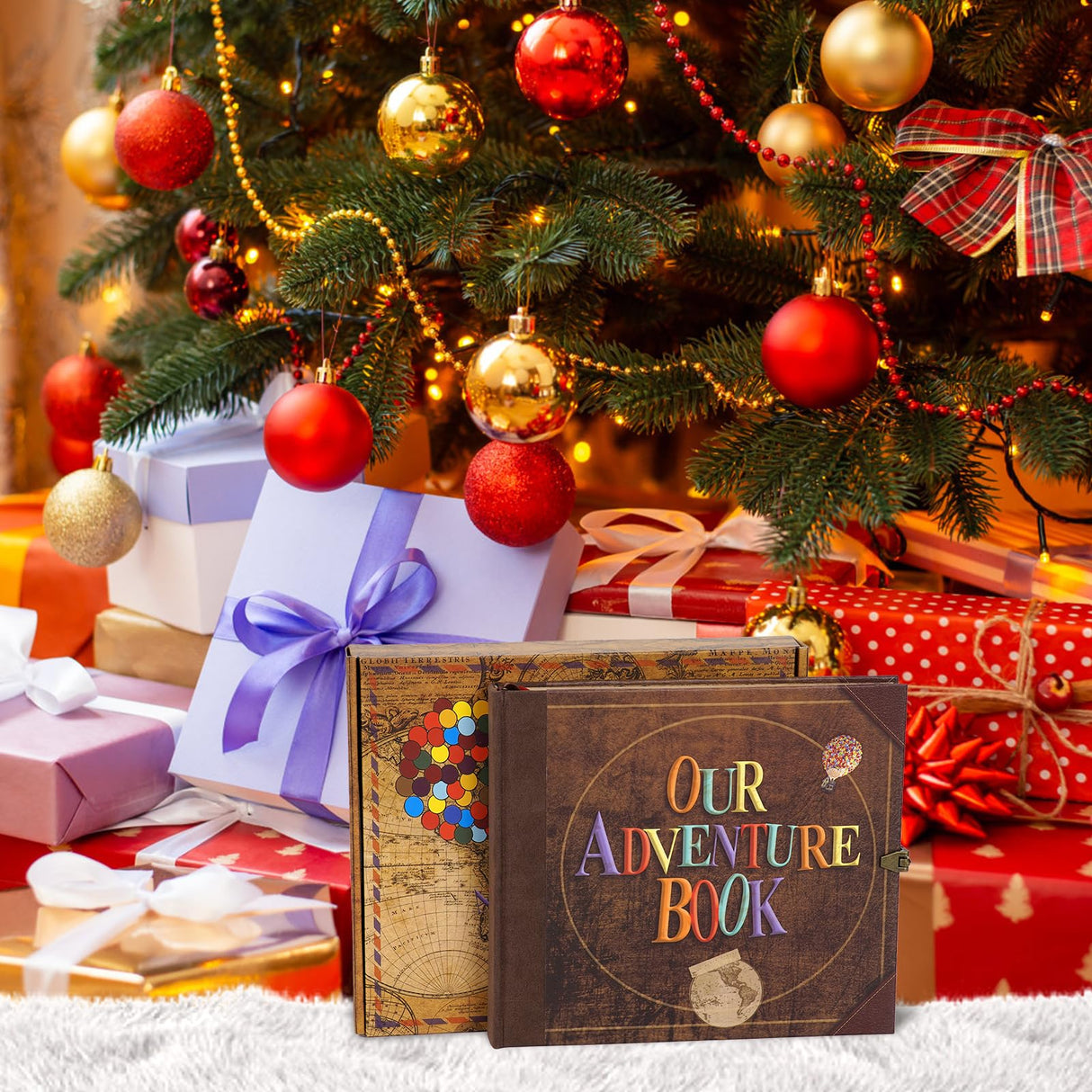 Adventure Book Scrapbook Photo Album,Retro Style Embossed Letter Cover Travel Diary Journal Scrap Book Kit For Couples,Memory Book For Anniversary Wedding,Christmas