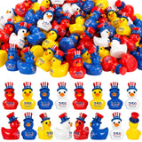 Skylety 36 Pcs Patriotic Mini Ducks 4th of July Independence Day Party Decor 250th Anniversary Red White Blue Ducks with Glue Points Garden Potted Miniature Cake Decoration Craft Patriotic Collectors
