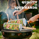 Rolling Grill Basket, Grilling Accessories, Outdoor Camping, Gifts for Men