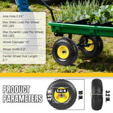 10 Inch Soild Rubber Dolly Tire Wheels, 4.10/3.50-4" Tire and Wheel Flat Free for Garden Carts, 5/8" Bearings,2.1"Offset Hub for Hand Truck, Gorilla Cart, Wheelbarrow Metal (4 Packs)