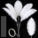 Soarer White Large Ostrich Feathers - 10Pcs Making Kit 34inch Extra Large Ostrich Feathers Long for Tall Vase,Floral Arrangement,Christmas Party Centerpieces and Wedding Home Decoration(White)