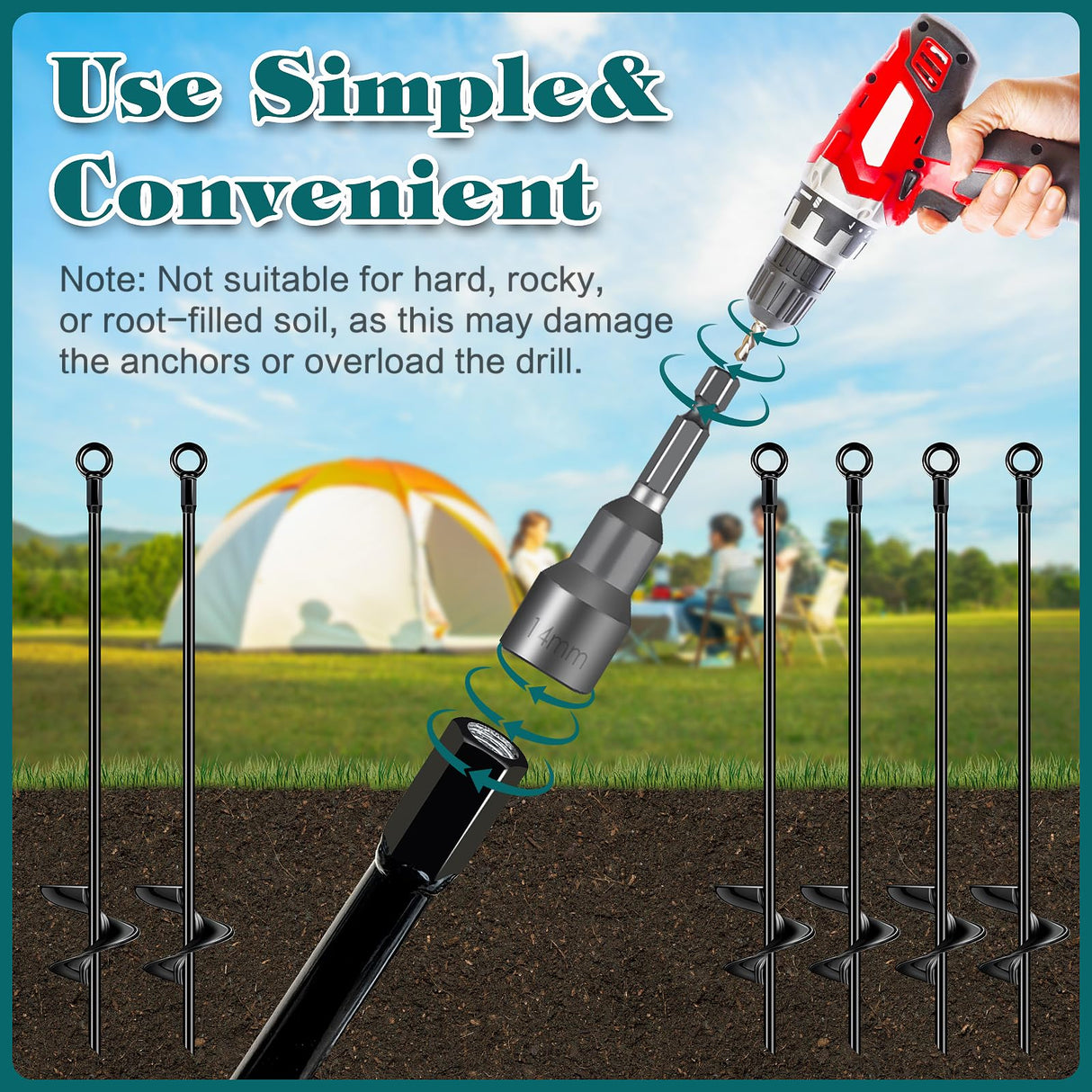 6 Pcs 30 Inch Auger Earth Anchor Shed Anchor Kit Spiral Blade Heavy Duty Shed Anchors Wind Stakes for Trailer, Shelters, Tents, Canopies, Trapping, Swing Sets