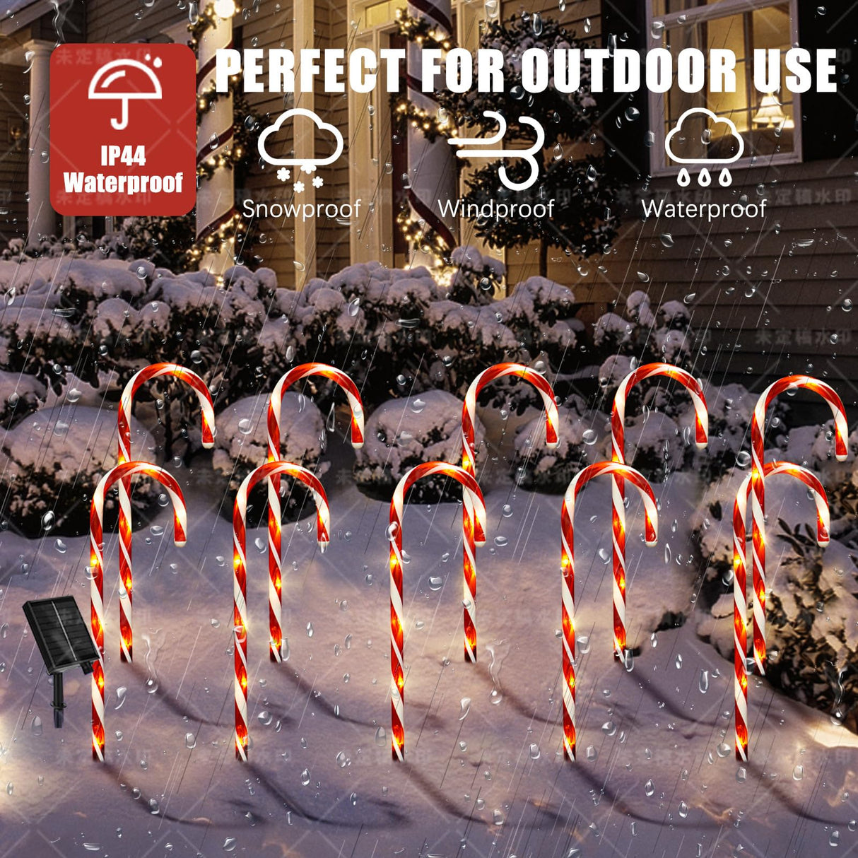 Bstge Christmas Decorations Outdoor, 10 Pcs Candy Cane Lights, 21'' Solar Pathway Lights with 8 Lighting Modes, Waterproof Garden Lights for Christmas Patio Yard Walkway Decorations