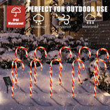 Bstge Christmas Decorations Outdoor, 10 Pcs Candy Cane Lights, 21'' Solar Pathway Lights with 8 Lighting Modes, Waterproof Garden Lights for Christmas Patio Yard Walkway Decorations