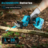 SEESII Reciprocating Saw Cordless, Variable Speed 3500 RPM Brushless Motor with 6 Saw Blades, 2 x 4.0Ah Batteries, LED Light, Tool‑Free Blade Change, Portable for Wood PVC Cutting