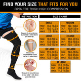 Doc Miller Thigh High Compression Socks - Open Toe, 20-30mmHg for Varicose Veins, Calf, Leg & Ankle Support, Pregnancy & Maternity Stockings, Small to Plus Size