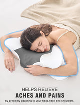 DISSA Cervical Neck Pillow for Side Sleepers Ergonomic Contour Memory Foam Pillow with Adjustable Orthopedic Neck Support for Pain Relief - Gift for Christmas & Birthdays