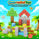 100PCS Magnetic Blocks - Build Mine Magnet World Forest Dinosaur Edition, Sensory STEM Construction Building Toys Kids Games for Toddler Christmas Birthday Gifts for 3 4 5 6 7 8 Years Old Girls & Boys