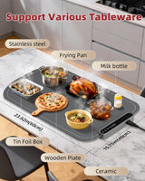 Warming Mat for Food, Upgraded Fast-Heating Electric Warming Tray with 7 Temp Levels & 8 Timers, Buffet Raised Feet & Rollable Silicone Heat Pad, Portable Food Warmer for Home, Party & Travel