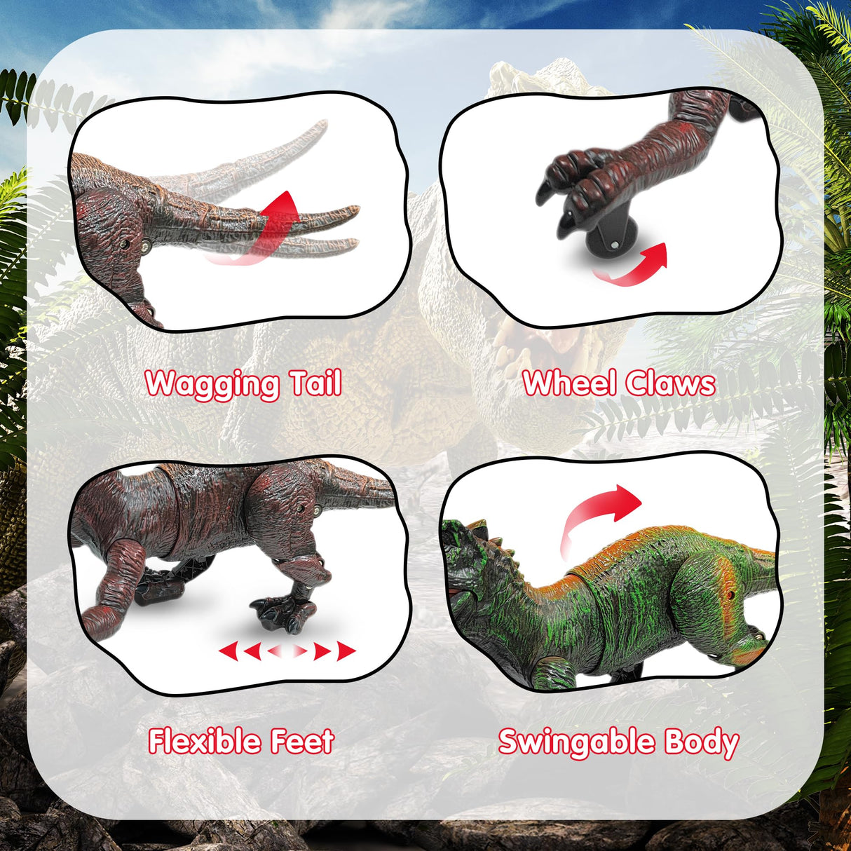 Moskiddo Remote Control Dinosaur Toys for Kids 3-5, 5-7, 8-12, 10-12, Electronic RC T Rex Dino Robot Toy for Boys, Top Christmas & Birthday Gifts for 6 7 8 9 10 11 & 12 Year Old Boys (Color: Brown)