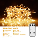Dailyart 300 LED Fairy Lights with Remote, Warm White, 8 Modes, Plug in, Waterproof, Christmas Decoration, 10ft