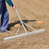 Landscape Garden Rake 36" Head Aluminum Heavy Duty Rake for Leaves Weed with 69" Long Handle for Loosening Soil Lawn Care Weeding Landscaping Tools