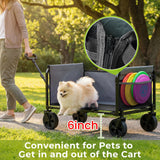 Aimnny Wagons Carts Foldable, Lightweight Collapsible Utility Wagon-220LBS Capacity One-Side Full Zipper, Side Load No Lifting for Light Camping, Grocery, Shopping, Sports & Apartment Moving (Black)