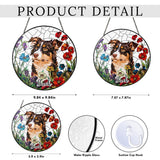 Fastpeace Personalized Stained Glass Pet Photo Suncatcher – Custom Pet Portrait Memorial Window Hanging with Flowers, Keepsake Valentines Gift for Dog Lovers, Cat Lovers, Family Home Decor