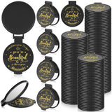 Gulfmew 100 Pcs 2.76 Inch Inspirational Compact Mirror Bulk Party Favors Quinceanera Gift Purse Small Mirror Pocket Mini Gifts for Women Adult Coworker Halloween Christmas Friends (Black)