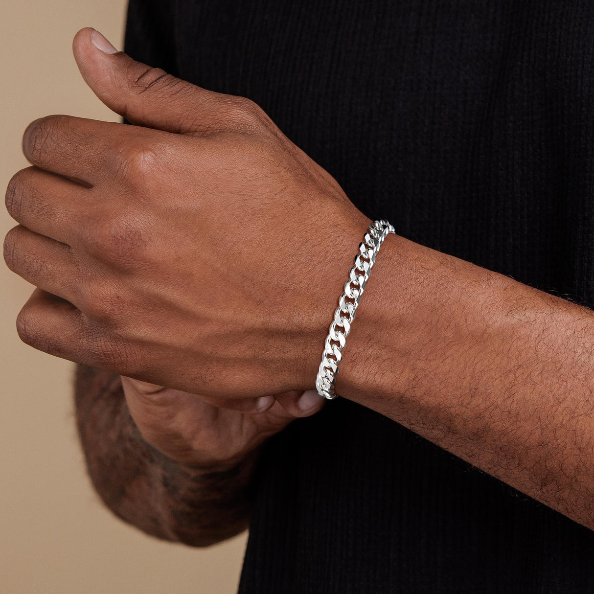 HIMSTORY Silver Bracelet for Men, 7mm 925 Sterling Silver Cuban Link Bracelet Diamond Cut Silver Bracelets Jewelry Gifts for Boyfriend Husband(8.5 Inches)
