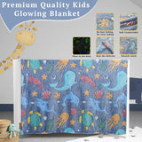 Gifts for Boys Ocean Glow in The Dark Blanket for Girls Kids Turtle Fish Soft Throw Blanket for Couch Bed Birthday Christmas 50" x 60"