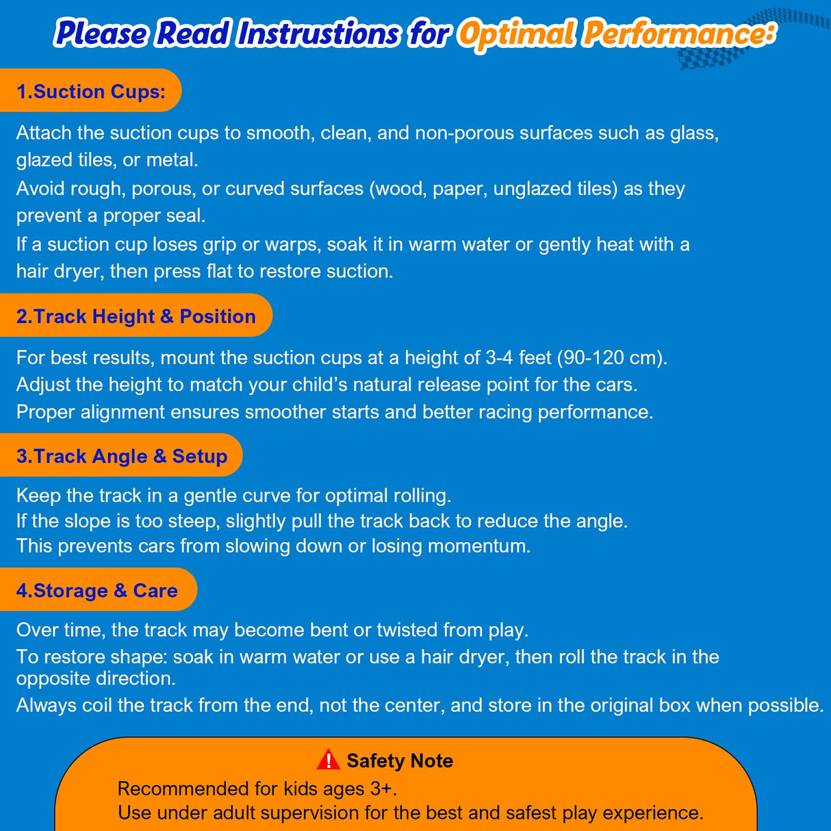 Flexible Race Track Toy Set: 15ft DIY Bendable Ramp with Suction Cups – Portable Roll-Up Car Track for Kids Compatible with 1:64 Diecast Cars – Birthday Christmas for Boys Girls Ages 3+