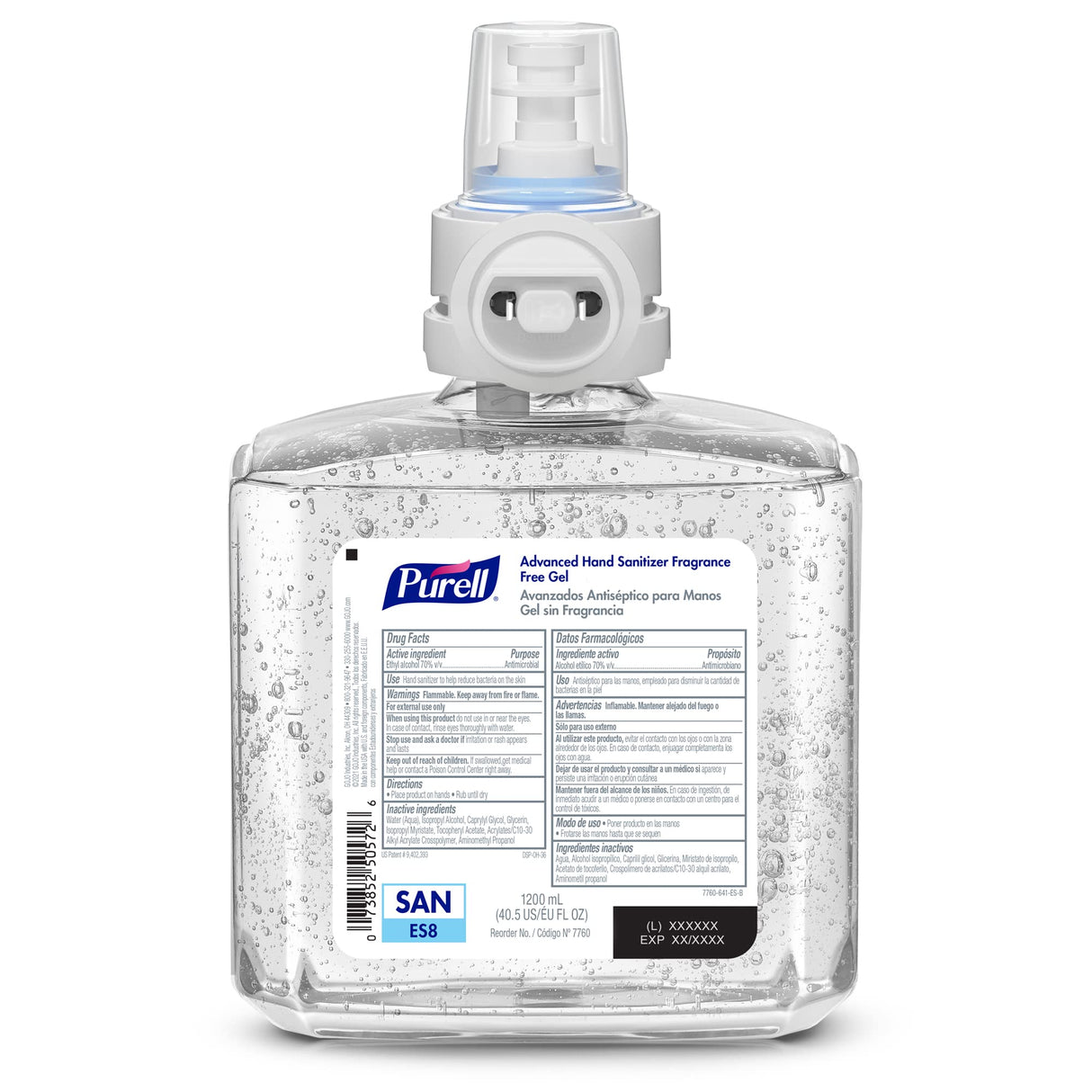 PURELL Advanced Hand Sanitizer Fragrance-Free Gel, 1200 mL Refill for PURELL ES8 Automatic Hand Sanitizer Dispenser (Pack of 2) - 7760-02