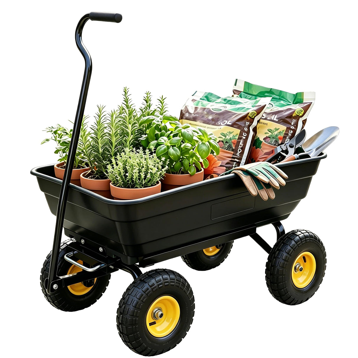 NORTHSKY Garden Dump Cart - 600lbs Load Capacity (Glossy Black)