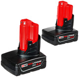 Milwaukee 48-11-2412 Twin Pack of 3.0 Amp Hour Extended Capacity 12V Lithium Ion Batteries