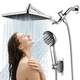 RNDIOZD Shower Head with Handheld,11.8 Inch Large Rectangular Rain Shower Head with 5 Modes Handheld Spray Combo,Adjustable Double Shower Heads with Holder and 11'' Extension Arm,Chrome