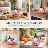 TISEJOY Garden Gnomes Outdoor Statues, Funny Flamingo Decor Gnomes Decor for Yard Patio Garden, Summer Gnomes Sculptures for Home Desk Table Pool Backyard, Garden Gifts for Mom, Friends