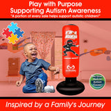 Marwan Sports Kids Punching Bag Toy Set, Inflatable Boxing Bag Toy for Boys Age 3-12, Ninja Toys for Boys, Christmas,Birthday Gifts for Kids 4,5,6,7,8,9,10 Years Old (Red Ninja)