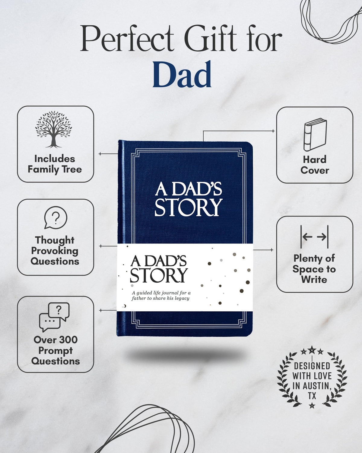 Dad's Life Story Journal (Hardcover): A Meaningful Keepsake for Dad to Share His Journey and Memories, Book Includes 250+ Prompt Questions, Sentimental Gifts for Father's Day, Birthday & Christmas